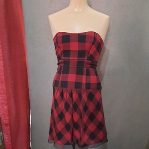 2009 AEO Strapless Buffalo Plaid Dress sz 0